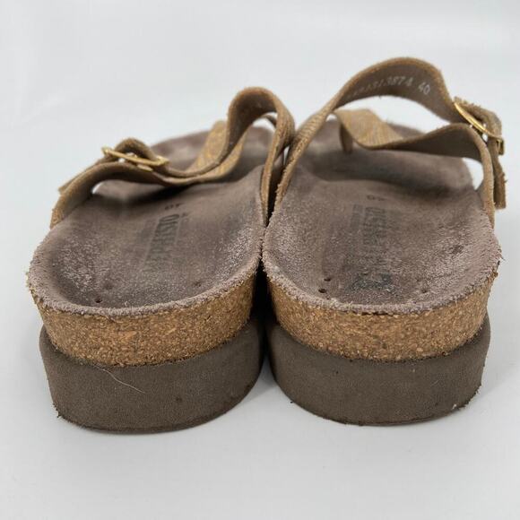 Mephisto Helen Thong Sandal Size 9.5 Leather Cork Gold Metallic Snake Size EU 40 - Picture 5 of 10